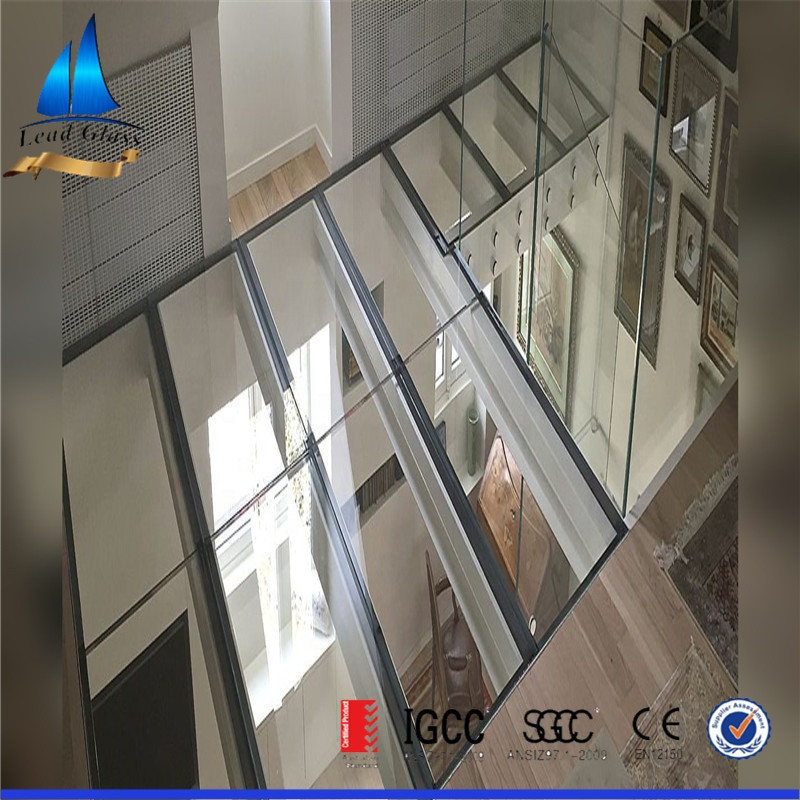 Custom Size Thickness Triple Tempered Laminated Glass Panel For Building Floor Walkway