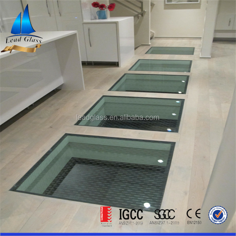 High Quality Tempered Toughened Double Triple Pane Laminated Sandwich Glass in 20mm 40mm Price / Rates For Building Floor Panels