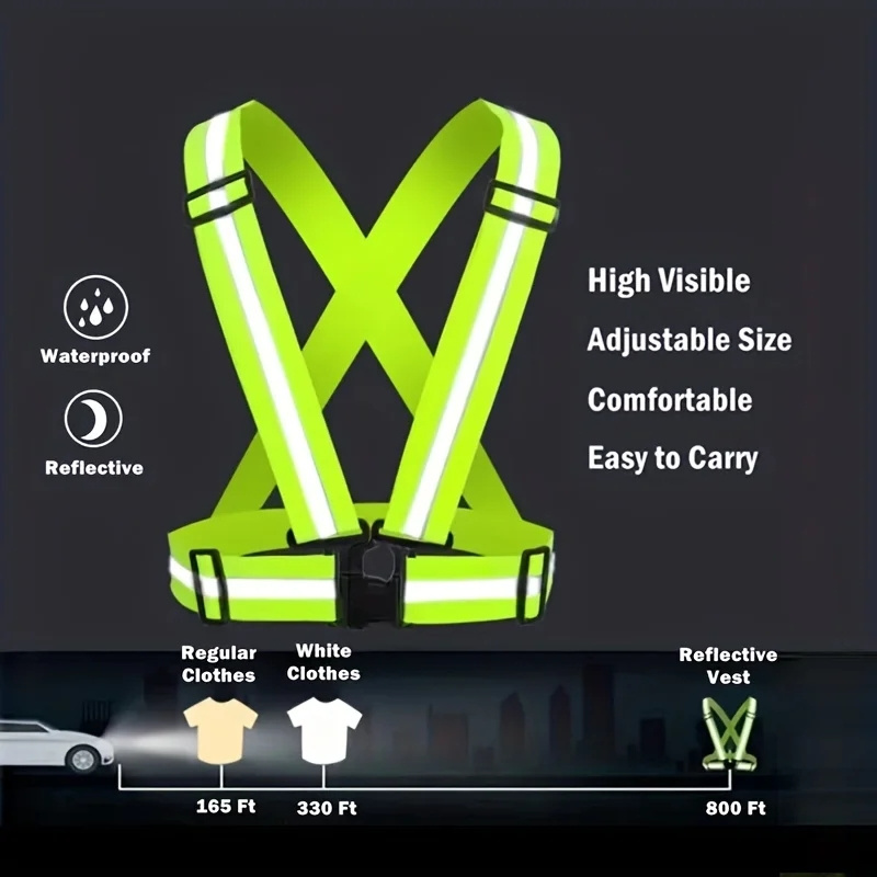 Highlight Reflective Straps Night Running Riding Clothing Vest Adjustable Safety Vest Elastic Band For Adults and Children