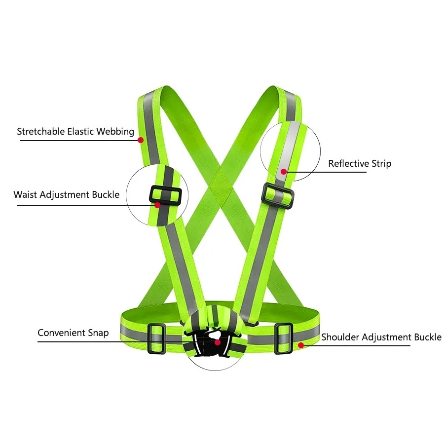 Highlight Reflective Straps Night Running Riding Clothing Vest Adjustable Safety Vest Elastic Band For Adults and Children