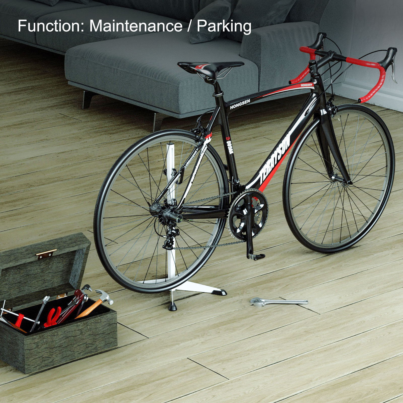 Bicycle Repair Stand Bikes Work Parking Stand Anti Slid Multifunctional Bike Floor Rack Height Adjustment for Apartment