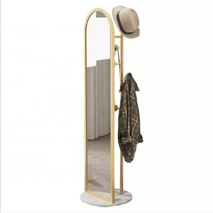 New simple modern bedroom home marble wearing mirror iron floor standing dress up hanging clothes bag hat rack