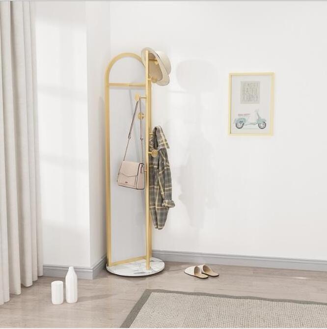 New simple modern bedroom home marble wearing mirror iron floor standing dress up hanging clothes bag hat rack