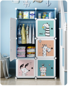 Cartoon design children's plastic Diy wardrobe locker folding cabinet baby closet children's cabinet modern furniture multifunct