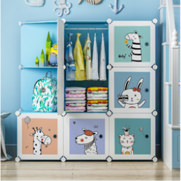 Cartoon design children's plastic Diy wardrobe locker folding cabinet baby closet children's cabinet modern furniture multifunct