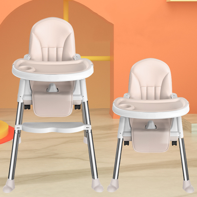 Portable Baby Dining Chair Adjustable Height Kids High Leg Chair Folding Baby Booster Seat Feeding Chair With Wheels