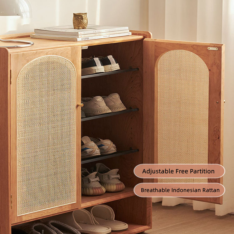 New Coming Nordic Style Rattan Shoe Cabinet Living Room Shoe Rack Adjustable Home Shoe Storage