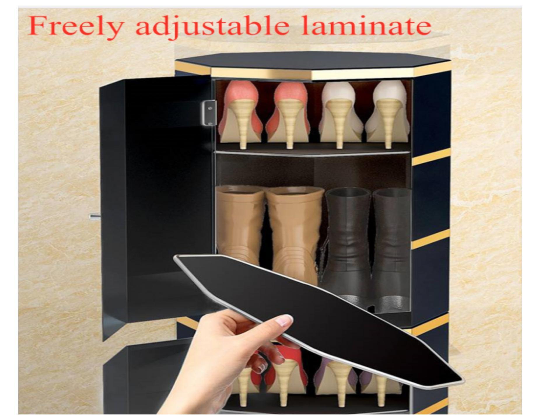 Creative 360 Degree Rotating Shoe Cabinet Metal Cylinder Shoe Rack for Home Furniture Octagon Shoe Storage