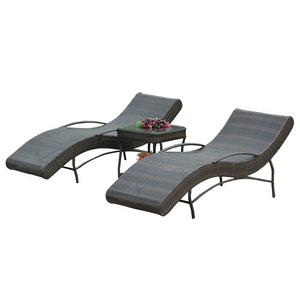 2+1 Outdoor Sun Lounger Swimming Pool Chair Beach Chair Patio Lounge Beach Chairs