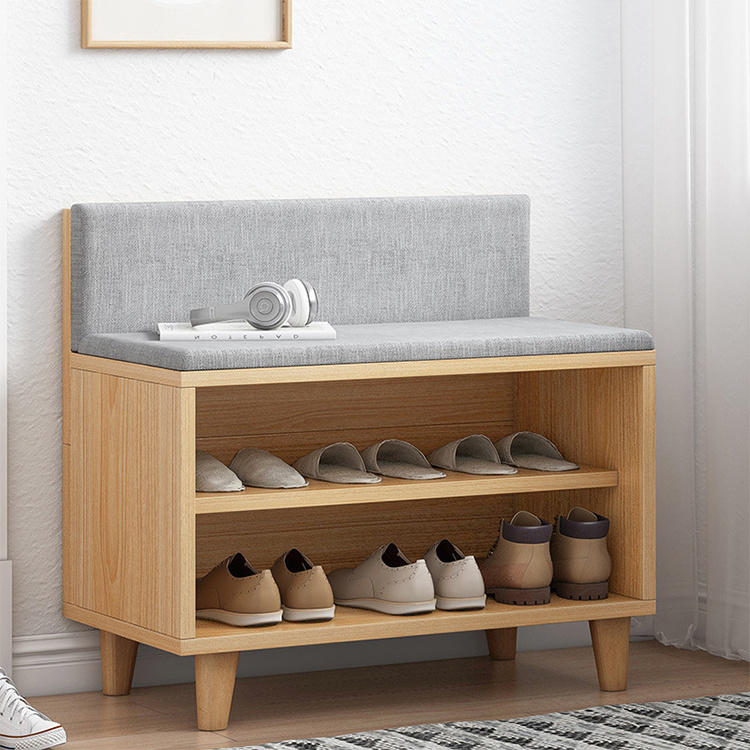 Hot Sales Household Furniture Wooden Shoe Organizer Modern Style Shoes Changing Bench With Sponge Cushion For Entry Way