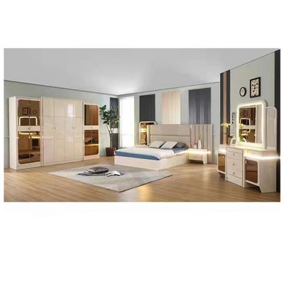 Luxury Home Furniture Bedroom Set King Size Bed Mirror Makeup Table Wardrobe Closet For Bedroom