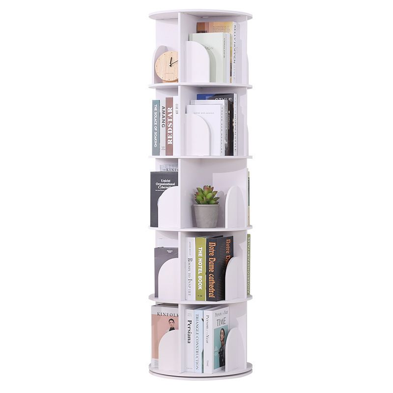 Popular Modern Style Bookcase Wood Simple Book Shelves Vintage Wood Plastic Board 360 Degree Rotation Bookshelf