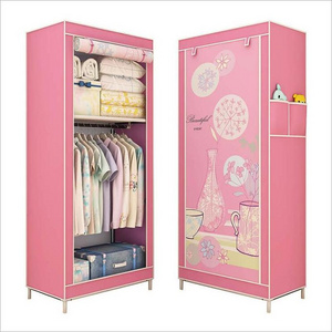 New simple home furniture non-woven fabric steel pipe storage hanging clothes wardrobe closet