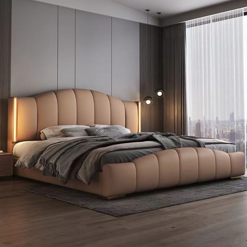 Italian Style Luxury Leather Art Bed Bedroom 1.5m / 1.8m Double Bed Modern Luxury Big Wedding Room Bed