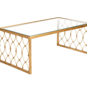 Glass stainless steel plated golden coffee table metal coffee table