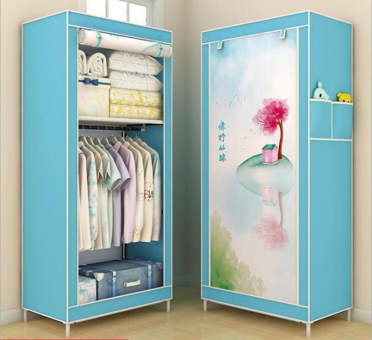 New simple home furniture non-woven fabric steel pipe storage hanging clothes wardrobe closet