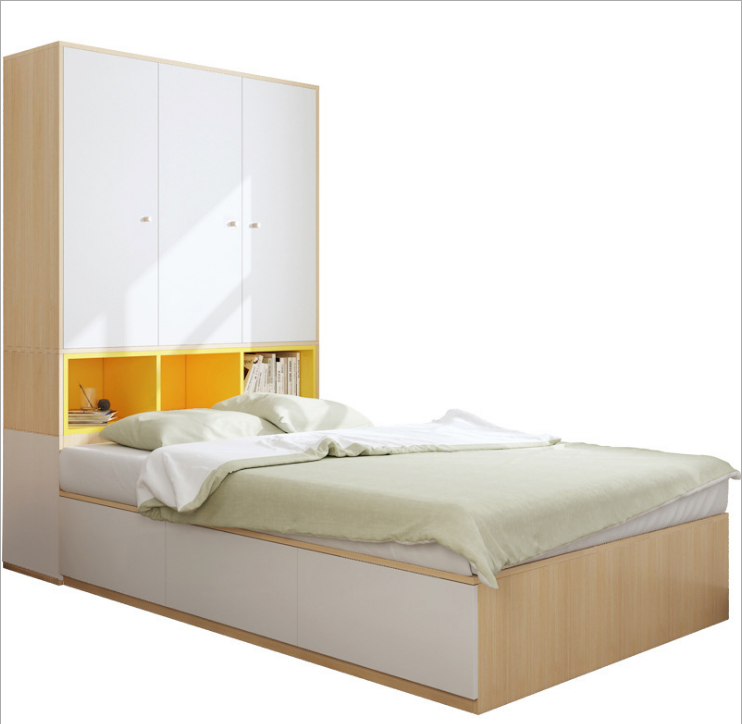 New Design Tatami bed wardrobe one bedroom single child high box storage bed