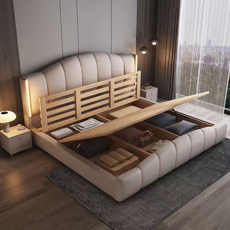 Italian Style Luxury Leather Art Bed Bedroom 1.5m / 1.8m Double Bed Modern Luxury Big Wedding Room Bed