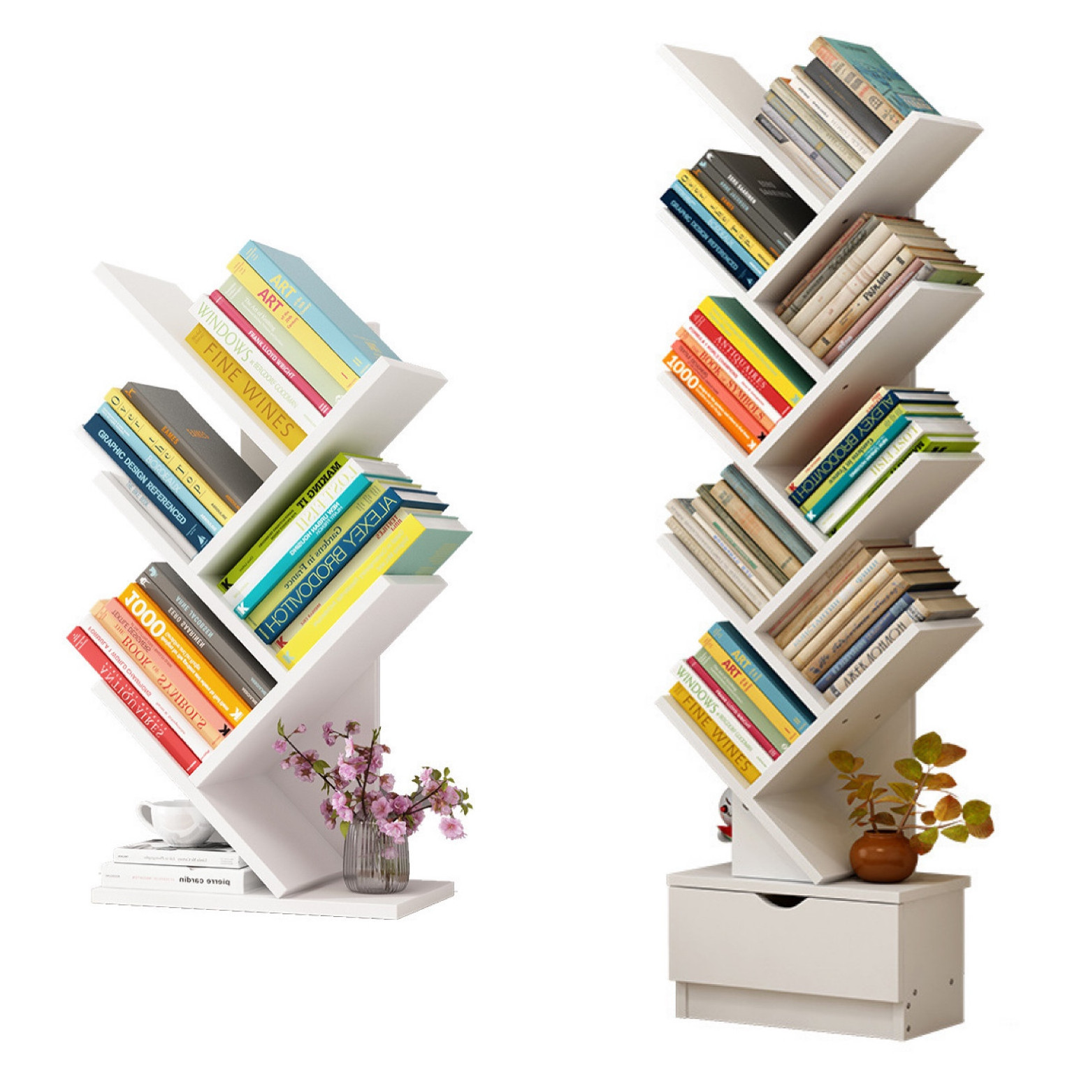 Wholesale Creative Expandable Tree Shaped Bookshelf Wooden Kids Children Book Rack Furniture Sets Bookcase For Kids