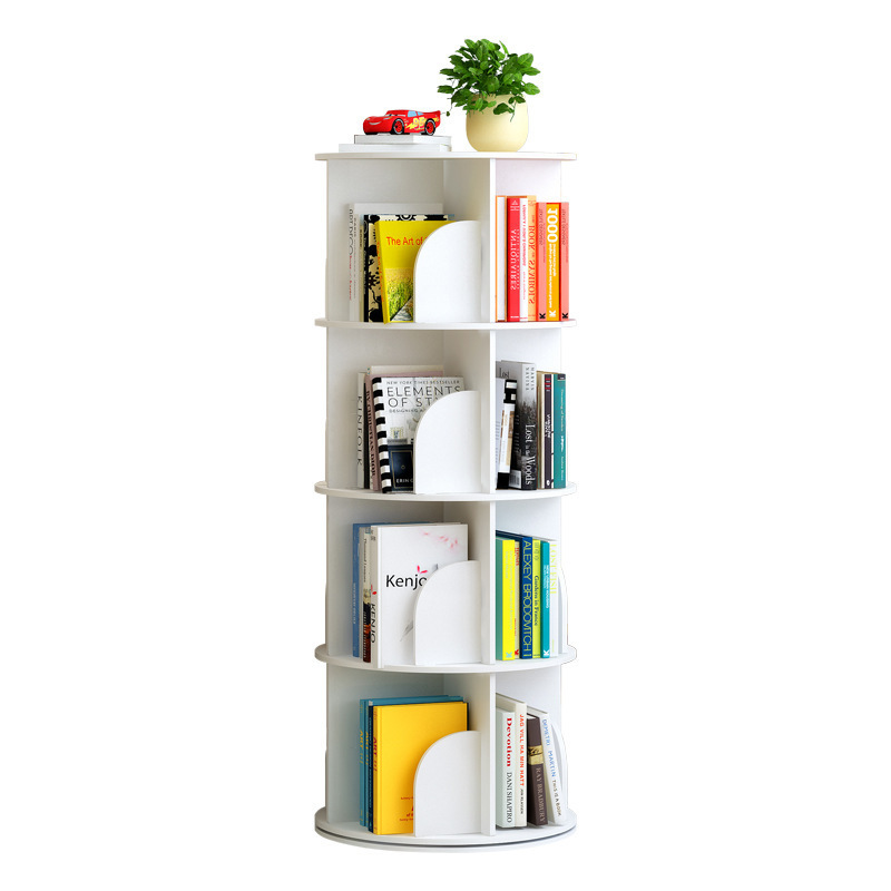 Popular Modern Style Bookcase Wood Simple Book Shelves Vintage Wood Plastic Board 360 Degree Rotation Bookshelf