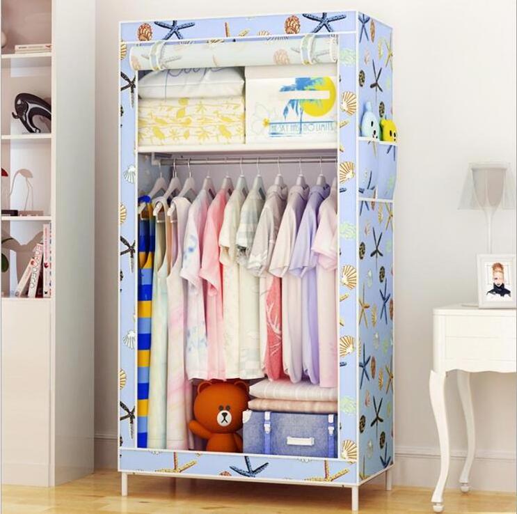 New simple home furniture non-woven fabric steel pipe storage hanging clothes wardrobe closet