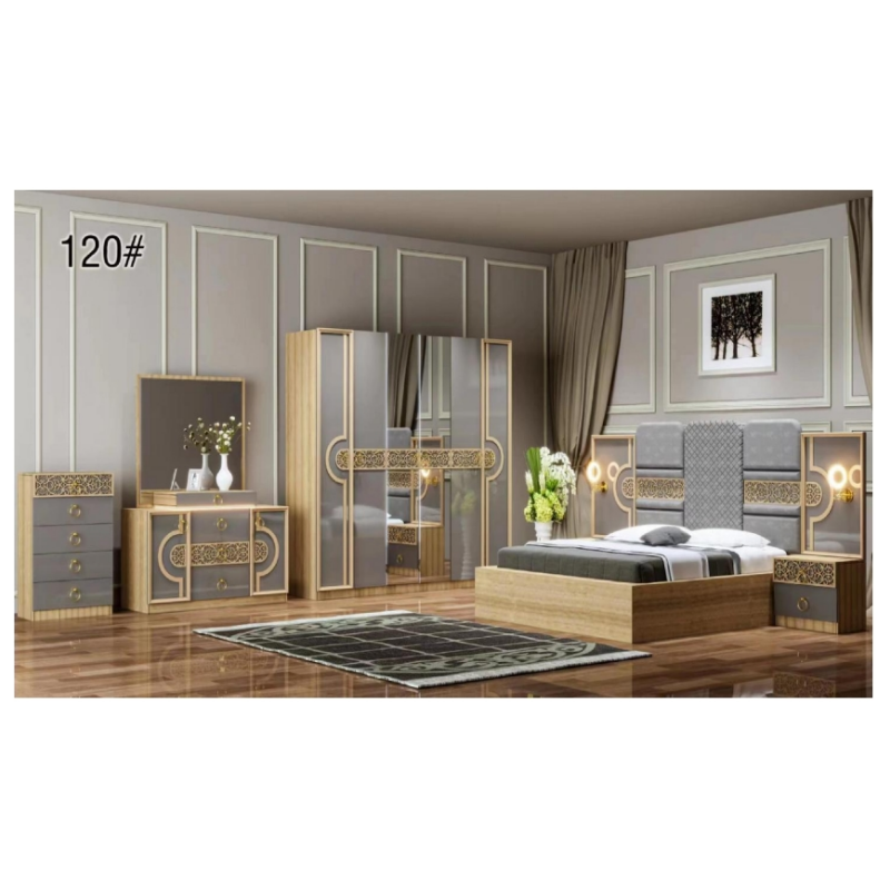 King size grey headboard bedroom furniture modern home furniture 5pcs one set