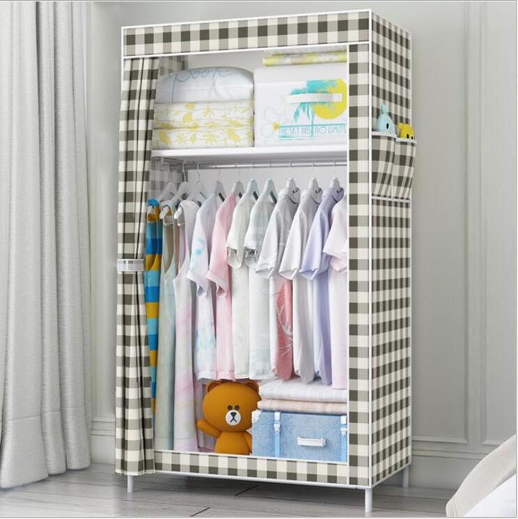 New simple home furniture non-woven fabric steel pipe storage hanging clothes wardrobe closet