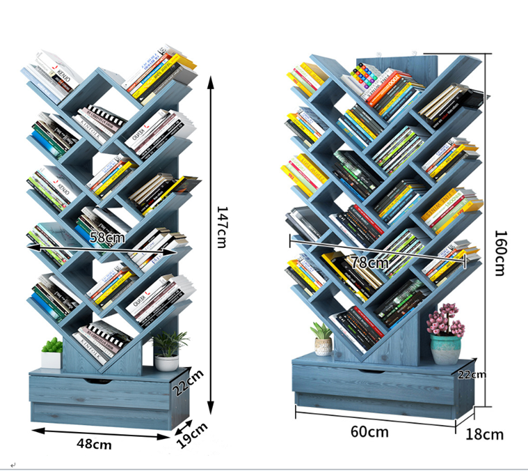 Wholesale Creative Expandable Tree Shaped Bookshelf Wooden Kids Children Book Rack Furniture Sets Bookcase For Kids