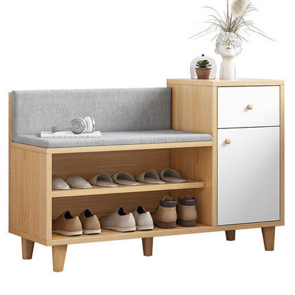 Hot Sales Household Furniture Wooden Shoe Organizer Modern Style Shoes Changing Bench With Sponge Cushion For Entry Way