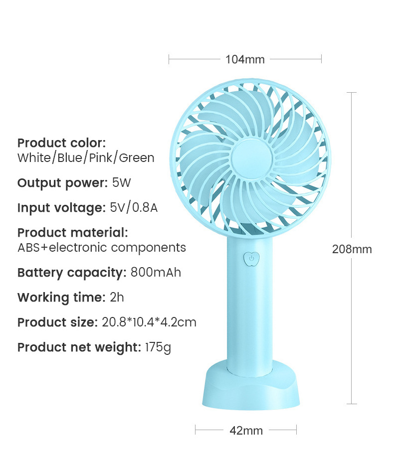 LP Portable Usb Handheld Ceiling Fan Lash Table Fan Summer Must Have Rechargeable Battery Portable Air Cooling Usb Mini Fan