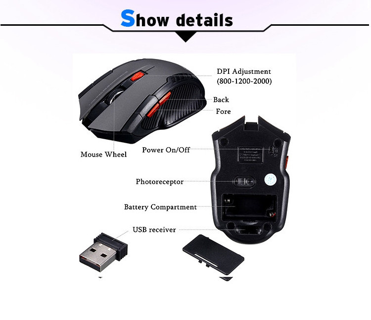 Wholesale 3D 2.4GHz USB Optical Wireless Mouse Supporting Professional OEM/ODM Service