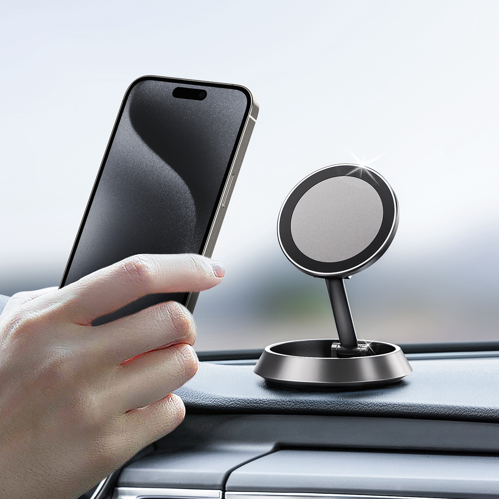 Universal 360 Rotating Adjustable Car Phone Holder Foldable Mobile Phone Mount Magnetic Zinc alloy Stand For Car For Iphone