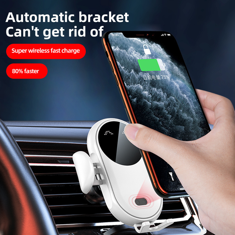 Wireless Fast Charger Car Air Vent Mount Infrared Sensor Automatic Clamping Wireless Charger Phone Holder For Car