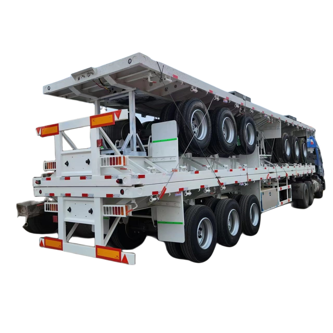 Zambia Spot 3/Tri Axles 60 Tons 20/40 Foot FT Container Shipping Flat Deck High Bed Platform Triaxle Flatbed Truck Semi Trailer