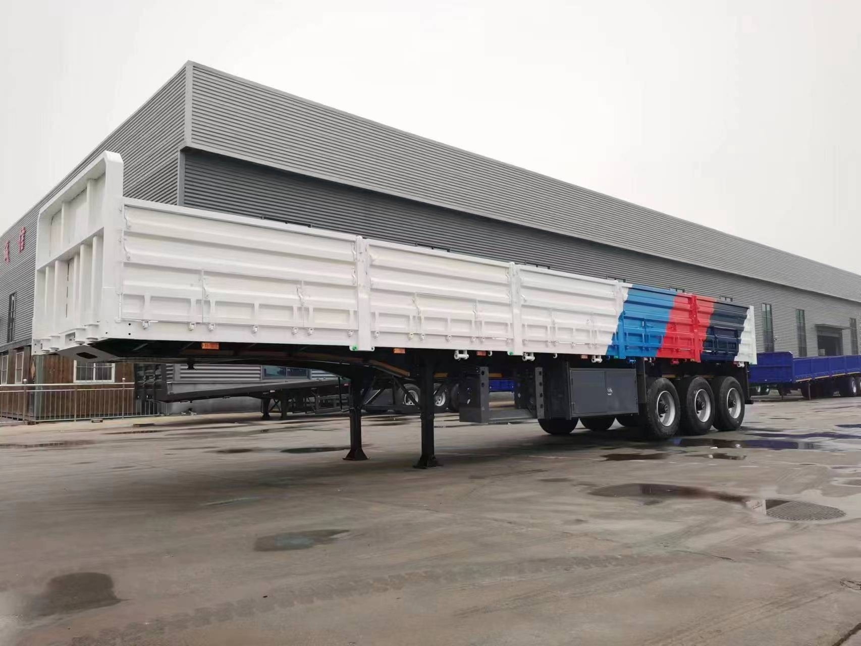 Fence Stake Van Curtain Box Drop Dump Tipper Transport Flatbed Container Heavy Cargo Truck Semi Trailer