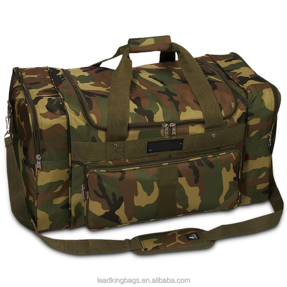 Digital camouflage duffel cargo bag with shoes compartment