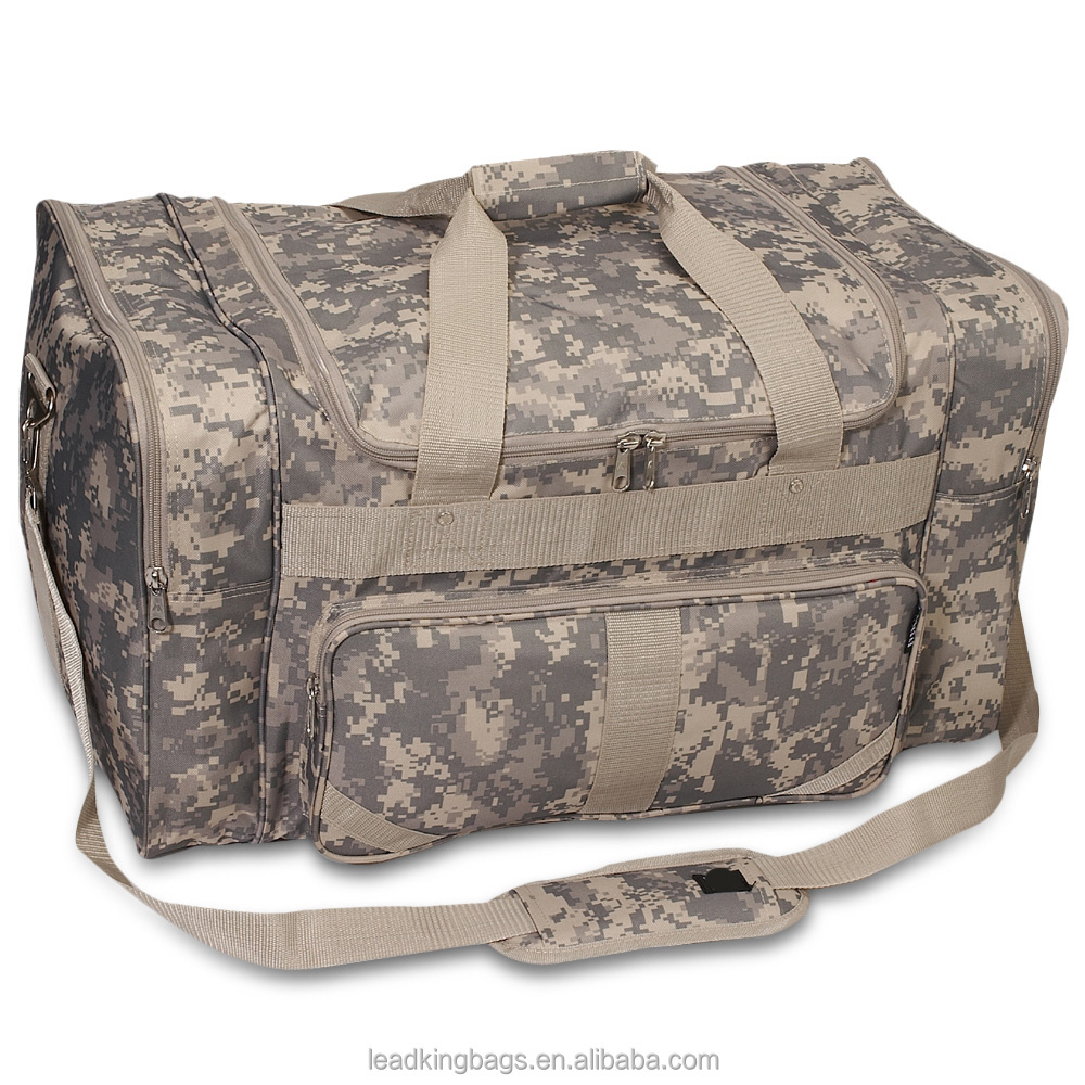 Digital camouflage duffel cargo bag with shoes compartment