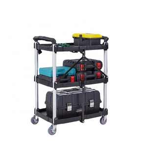 Mobile Workshop Storage Rack With Wheels Garage Workbench Shelves Foldable Tool Organizer Shelf Trolley Tool Repairing Cart