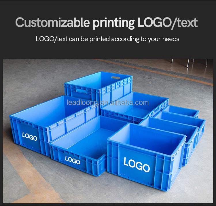 HDPP Stackable Europe standard workshop factories transport use square solid box custom logo plastic EU crate