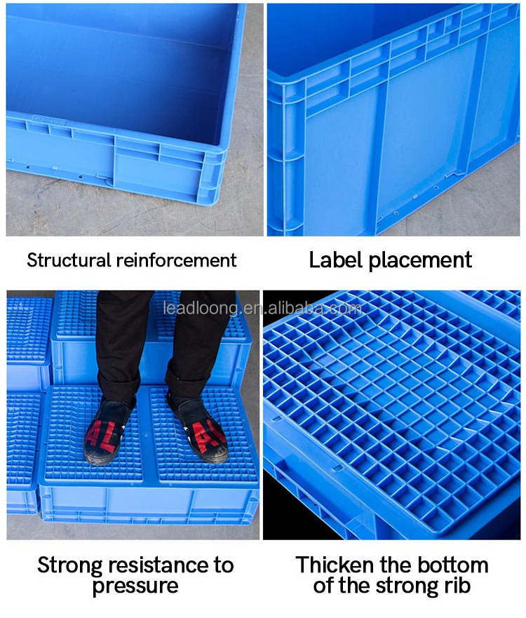 HDPP Stackable Europe standard workshop factories transport use square solid box custom logo plastic EU crate