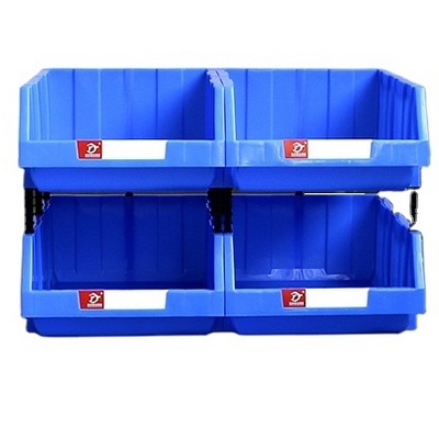 Large plastic stackable organizing warehouse storage bin used industrial shelf bins for garage