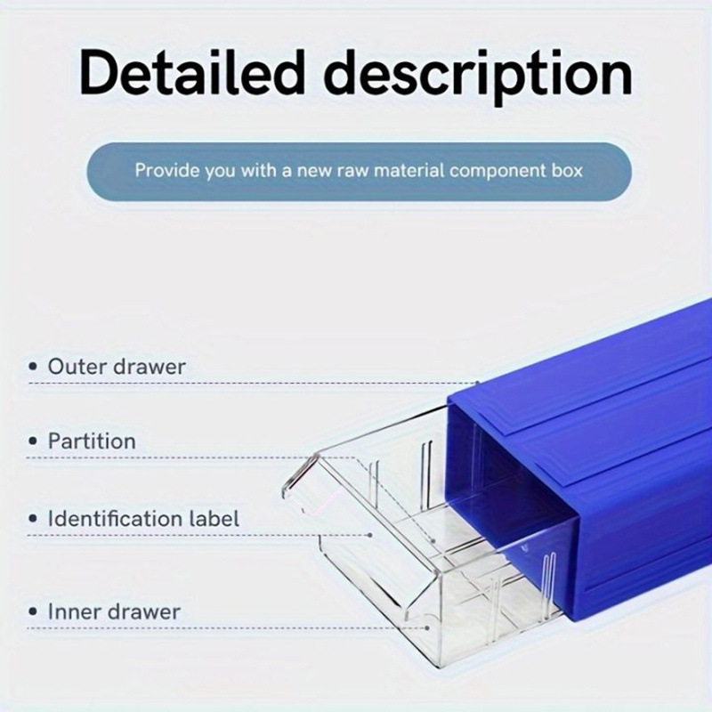 LEADLOONG 6pcs Blue F1180*95*50MM 3 Tier of Drawers Box plastic storage drawers Pantry&Office Organizer plastic storage drawers