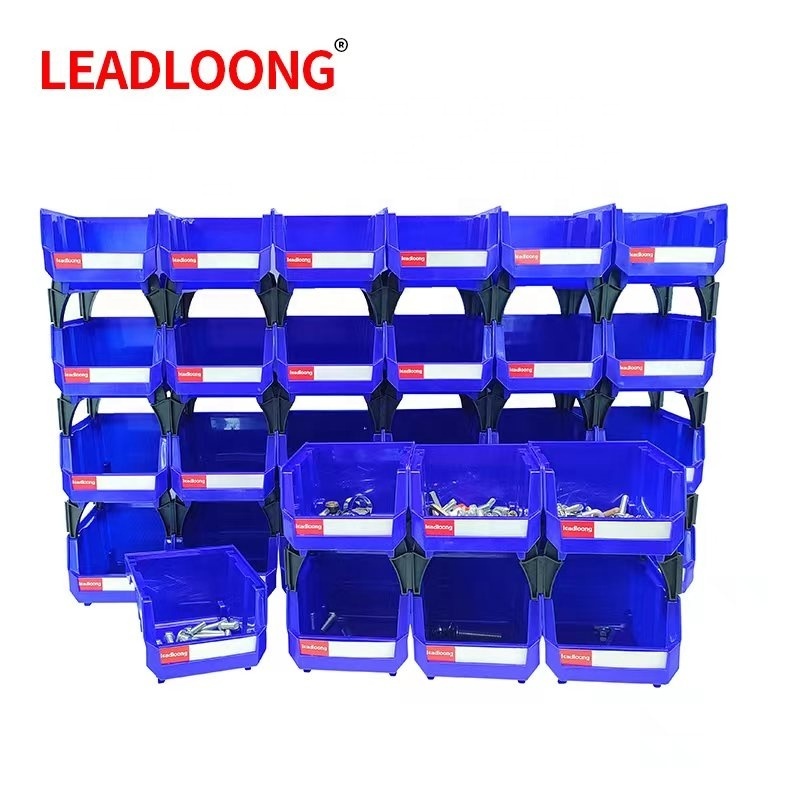 Warehouse Wholesale Front Opening Industrial Stackable Plastic Small Spare Parts Bolt Tools Storage Box Shelf Container Bins