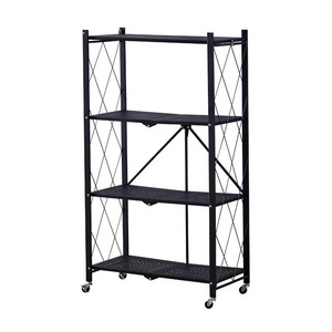 Foldable Warehouse Storage Holders Metal Microwave Oven Shelf  Stand Kitchen  Appliances folding Storage Rack Cabinet