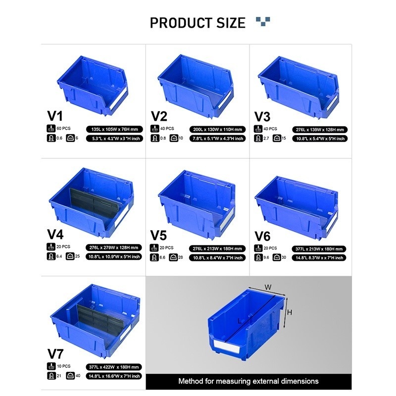 Wall Mounted Bin Warehouse Storage Sliding Parts Rack Shelf Bins For Screw Nut Hardware Electronics Hanging Bin