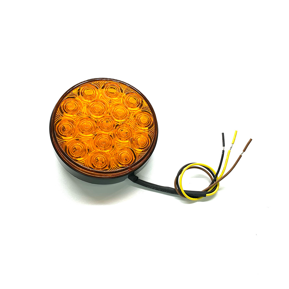 4 Inch Round  Amber Strobe Lights Kit 16 Diodes Red White Amber Round Led Truck Trailer Tail Lights and Indicator Lights