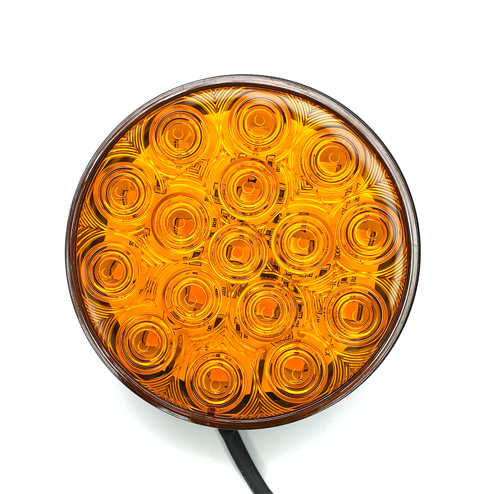 4 Inch Round  Amber Strobe Lights Kit 16 Diodes Red White Amber Round Led Truck Trailer Tail Lights and Indicator Lights