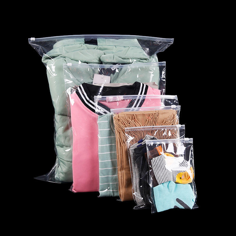 Wholesale Custom Clear Plastic Clothes Shirt Hoodie Packaging Slider Zipper Bags  Garment Packing Poly Package Bag