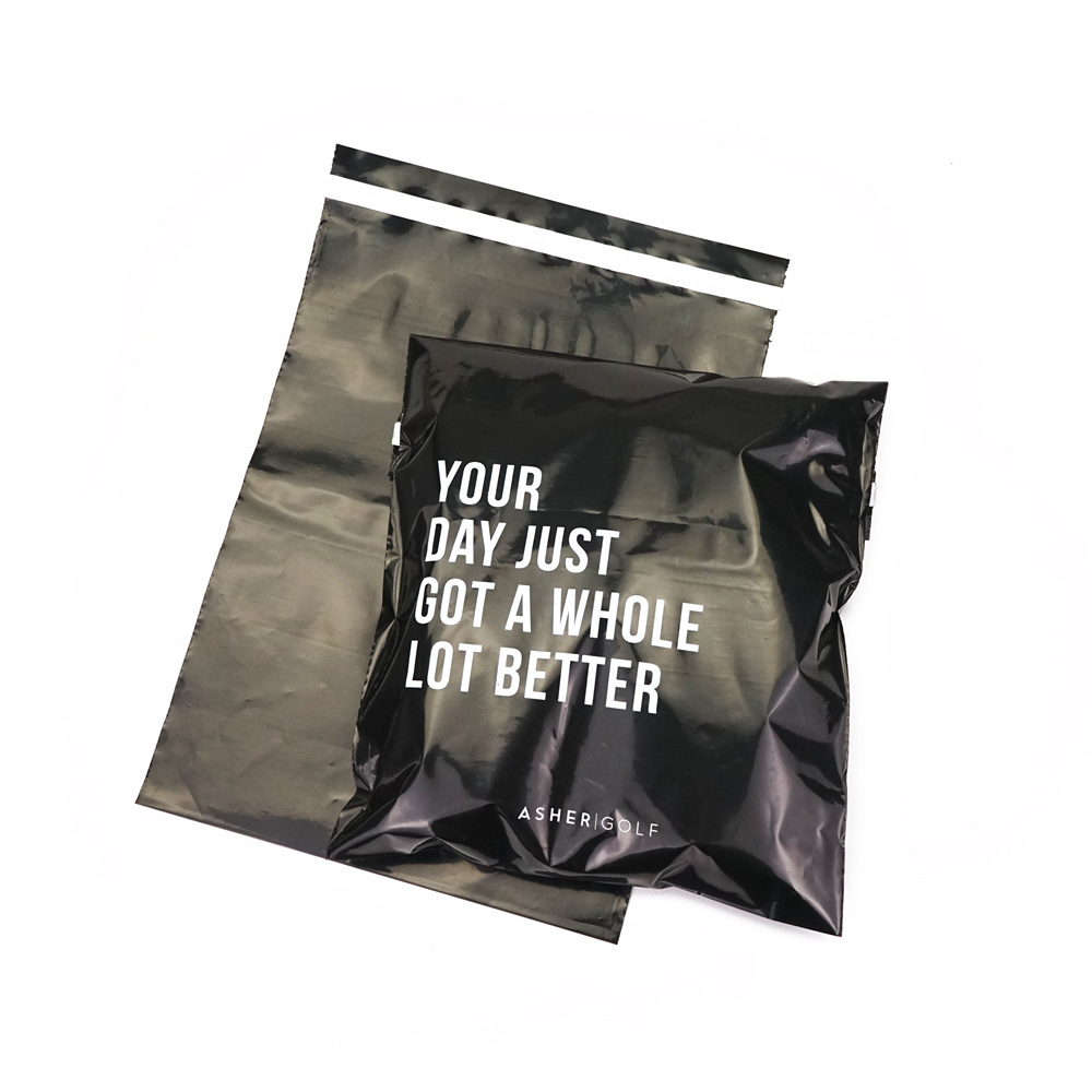 Custom logo black eco friendly biodegradable plastic poly mailer courier shipping clothing envelop mail mailing bags