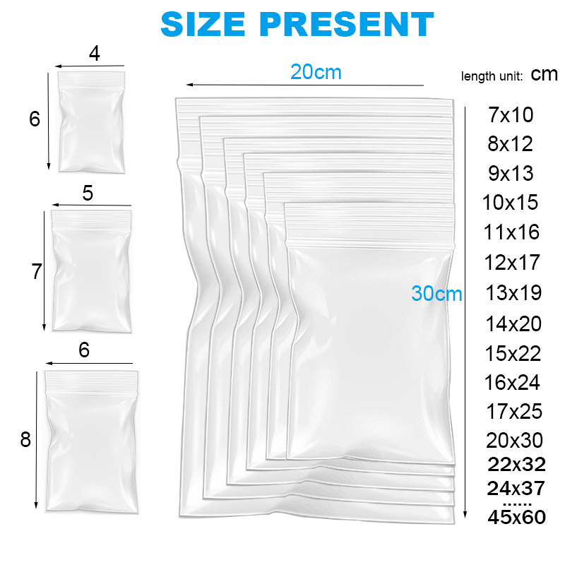 Custom wholesale print clear LDPE/HDPE zip lock packaging bags transparent plastic ziplock bag